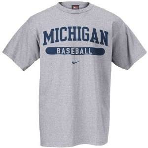  Nike Michigan Wolverines Ash Baseball T shirt Sports 
