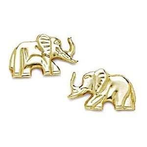  14k Yellow Gold Elephant Stamping Earrings   Measures 