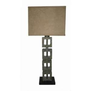 32 Table Lamp with Rectangle Shade in Marbled Stone