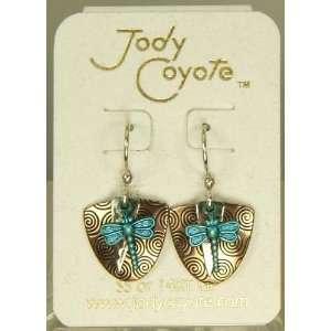  Jody Coyote Green Bronze Dragonfly Earrings QM120 Jewelry