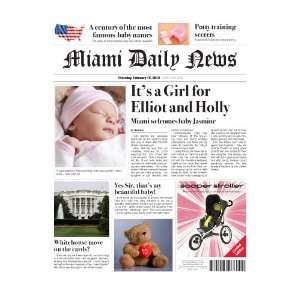 Personalized Fake Newspaper Page   Birth Announcement   Baby Girl