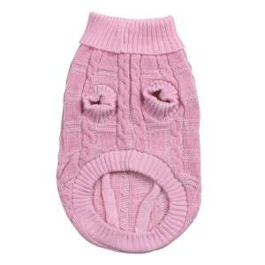 East Side Soft Chenille Cable Knit Dog Sweater Pink  
