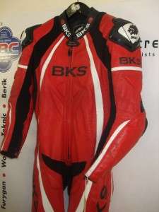 BKS Leopard One Piece Motorcycle Race Leathers Eu 52 UK 42 Top Quality 