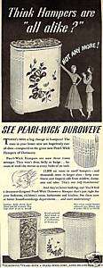 40s vintage PEARL WICK Hamper art AD~1948 bathroom  