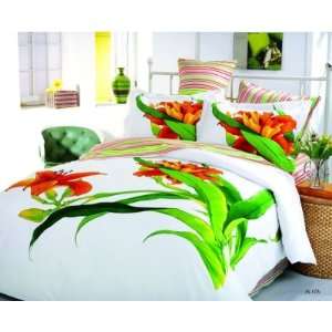  Tiger Lily (Aliza White) Queen Size Bedding Set by Le Vele 