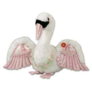 New Plush 12 White Swan w/Pink Trim Battery Operated Case 