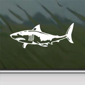  Great White Shark White Sticker Scuba Diver Dive Laptop Vinyl White 