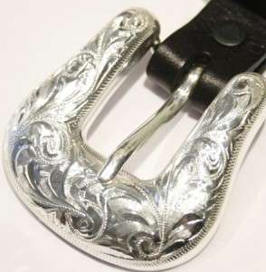   Western Buckle Set Sterling Silver Engraved for Ranger Belt  