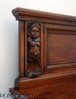 SUPERB WALNUT CARVED FIGURAL CABINET WITH HUTCH. WOW  
