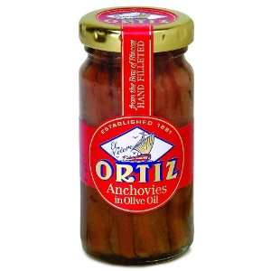 Ortiz Anchovies in Olive Oil Glass Jar Grocery & Gourmet Food