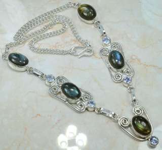 LABRADORITE+AMETHYST NECKLACE 17 1/2; T1444  