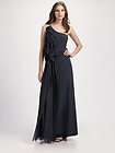 NEW* BCBG Nalda Ink Silk One Shoulder Gown XS $498  