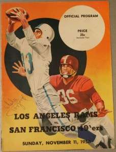 1956 Los Angeles Rams San Francisco 49ers Program Hirsch Wade Tittle 