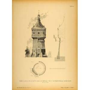  1894 Water Tower Halle an der Saale Germany Print NICE 