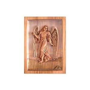  NOVICA Cedar relief panel, Archangel Mayriel