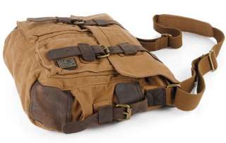 2012 New Khaki Retro Canvas Messenger leather Shoulder Bag Backpack 