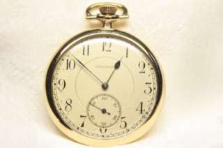Illinois Pocket Watch Private Label Engine Turned 14k Gold 15 Jewels 