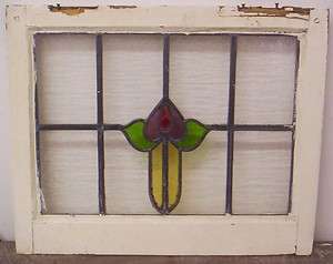 OLD ENGLISH STAINED GLASS WINDOW Pretty Flower Design  