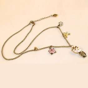   Retro Fashion butterfly knot Lovely Owl Pendant Necklace 5056  