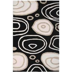  Fusion Collection Black and White Hand Tufted Wool Area Rug 