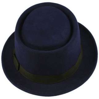 Mens Winter Classic 100% Wool Boater Porkpie Ribbon Band Top Hat Cap 