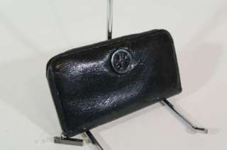 Tory Burch Amanda Vitti Black Leather Zip Around Continental Wallet 