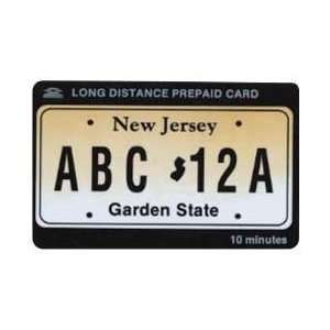 Collectible Phone Card New Jersey License Plate Garden State (White 