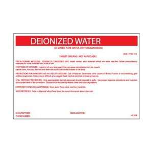 HC338P   Container Labels, Deionized Water, 6 1/2 X 10, Pressure 