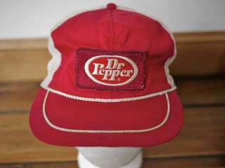 Vintage 80s DR. PEPPER Embroidered Patch Trucker Hat Cap One Size 