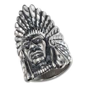  Sterling Silver Mens Indian Head Ring (size 09) Jewelry