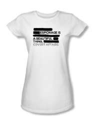 Covert Affairs   Espionage Juniors T Shirt In White