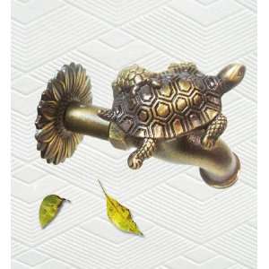  Brass Big Turtle with Baby Turtle on Back Garden Faucet 