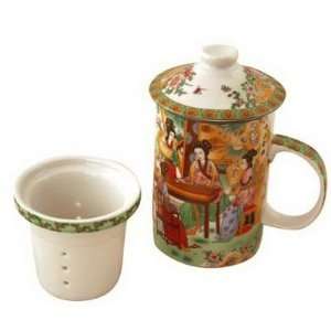 Exquisite Porcelain Tea / Coffee Cup W. Filter (Large)   POR105D 