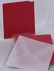 Die Cut Vellum 5X5 Notecards W/Clear Envelopes Red