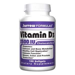  Jarrow Formulas Vitamin D3, 2500 IU Size 100 Softgels 