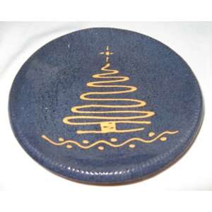  Turtle Creek Pottery Blue Glazed Christmas Tree Plate 