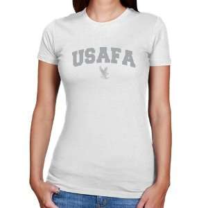  Air Force Falcons Ladies White Logo Arch Slim Fit T shirt 