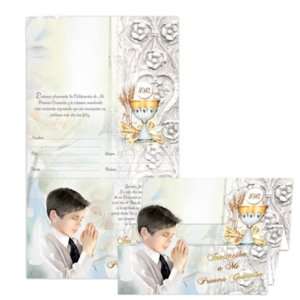  100 First Communion Boy Invitaciones in Spanish Tri Fold 
