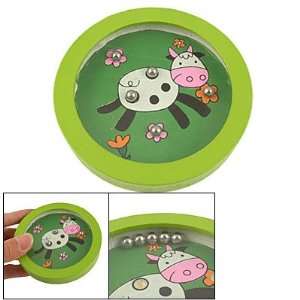  Amico Child Cartoon Cow Pattern Round Green Wooden 