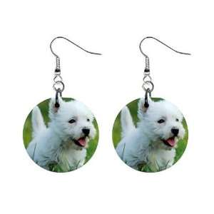 Westie Puppy Dog 6 Button Earrings A0646