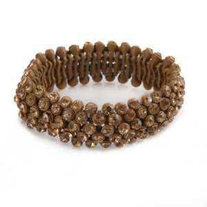  Stretchable Brown Bracelet with Cubic Zirconia Stones 