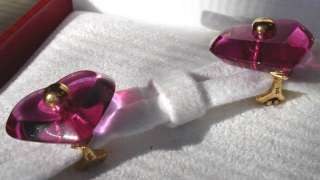 Baccarat Baccarat A la Folie Heart Clip Earrings Peony Crystal Retail 