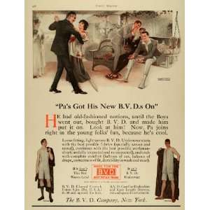  1916 Ad B. V. D. Mens Underwear Fashion Dancing Tennis 