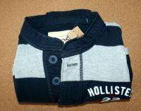 NEW HOLLISTER HCO MUSCLE SLIM FIT T SHIRT LONG HENLEY MOTO STRIPED 