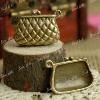 10 Antique Brass Vintage Bronze Purse Charm Pendant Findings 26x19x5mm 