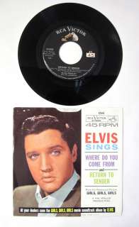 ELVIS SINGS WHERE DO YOU COME FROM/RETURN TO SENDER 45 RPM PIC SLEEVE 