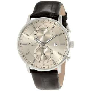 NEW* Kenneth Cole New York Mens Chronograph Leather Strap Watch 
