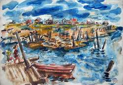 CHAIM GROSS Signed 1941 Original Landscape Watercolor  