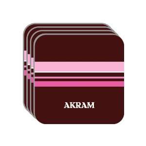 Personal Name Gift   AKRAM Set of 4 Mini Mousepad Coasters (pink 