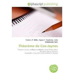  Théorème de Cox Jaynes (French Edition) (9786134190305) Books